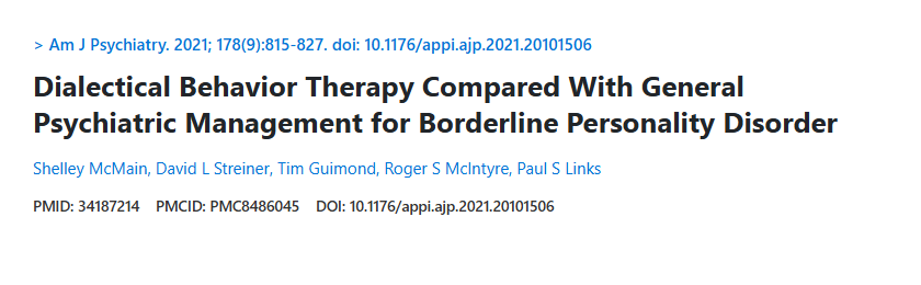 American Journal of Psychiatry estudo controlado de DBT em Borderline