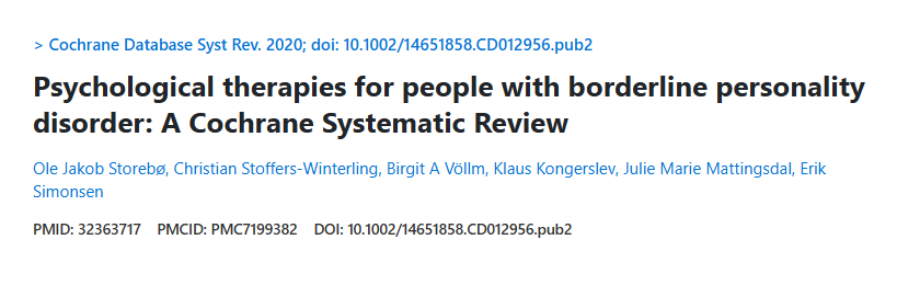 Cochrane Systematic Review sobre psicoterapias para transtorno de personalidade borderline